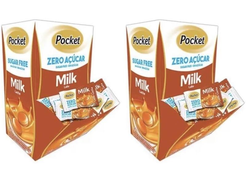 Imagem de Bala Zero Açúcar Leite Milk Pocket C/100 Unid - 2 caixas