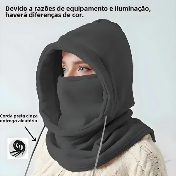 Imagem de Balaclava De Inverno Unissex À Prova De Vento, Capuz De Malha Com Cordão, Boné Quente Para