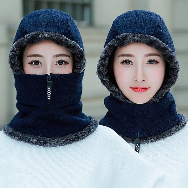 Imagem de Balaclava Feminina Para Inverno, Gorro De Malha Com Pele ELASHOPP