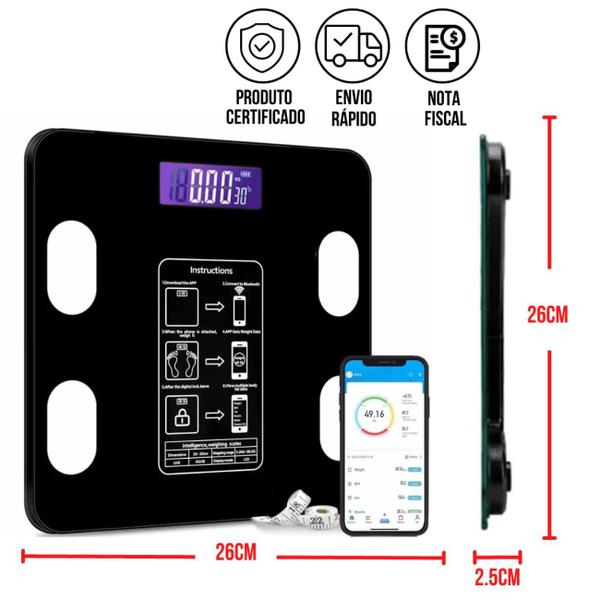 Imagem de Balança Bioimpedância Balança Digital Corporal Bluetooth