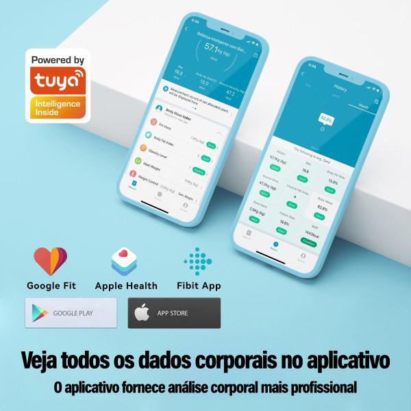 Imagem de Balança Bioimpedância Corporal Digital Bluetooth 180KG com APP Fitness Treino Dieta Academia