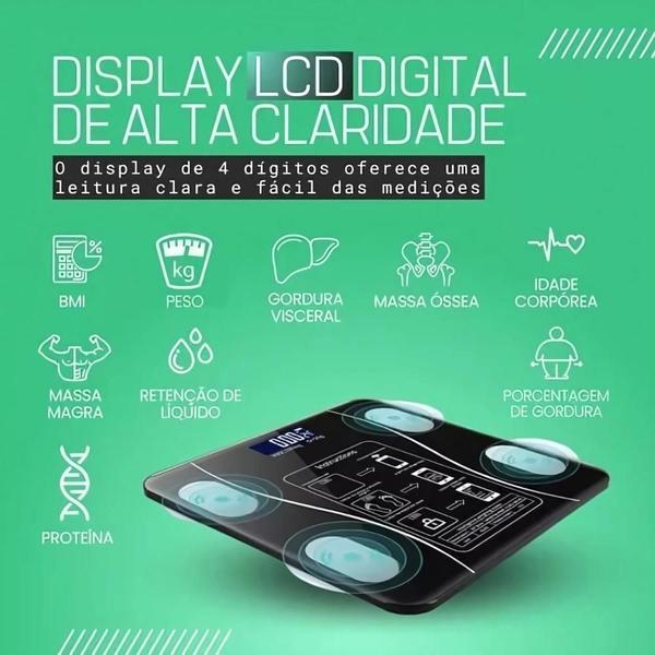 Imagem de Balança Bioimpedância Digital 180Kg App Bluetooth