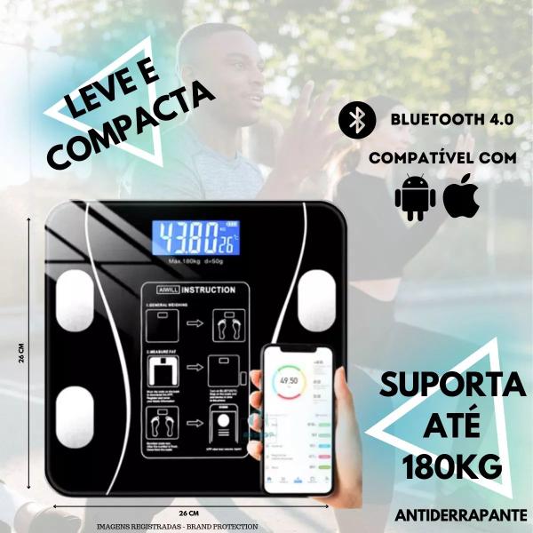 Imagem de Balança Bioimpedancia Digital 180kg Smart Imc Profissional