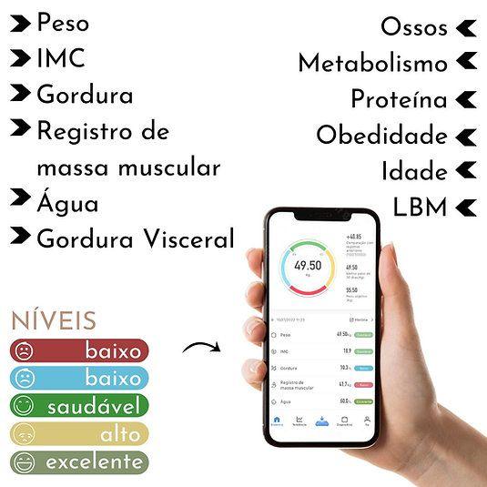 Imagem de Balança Bioimpedancia Digital Bluetooth Corporal até 180kg