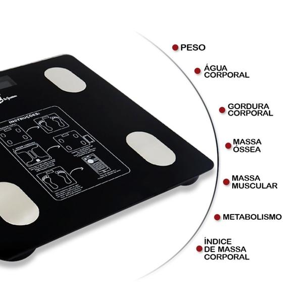 Imagem de Balança Bioimpedância Digital Corporal Aplicativo Bluetooth