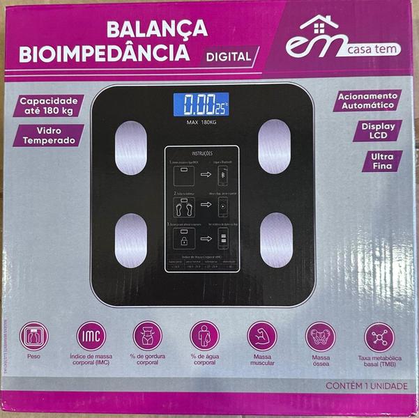 Imagem de Balança Bioimpedância Digital Vidro Temperado  - Em Casa Tem