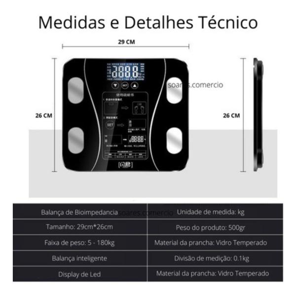 Imagem de Balança Bioimpedância Profissional Corporal App Bluetooth