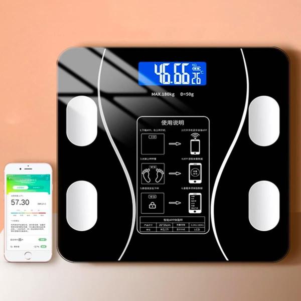 Balança Bioimpedancia Wifi Preta Até 180Kg Banheiro Academia - Bellator Imagem de Balança Bioimpedancia Wifi Preta Até 180Kg Banheiro Academia
