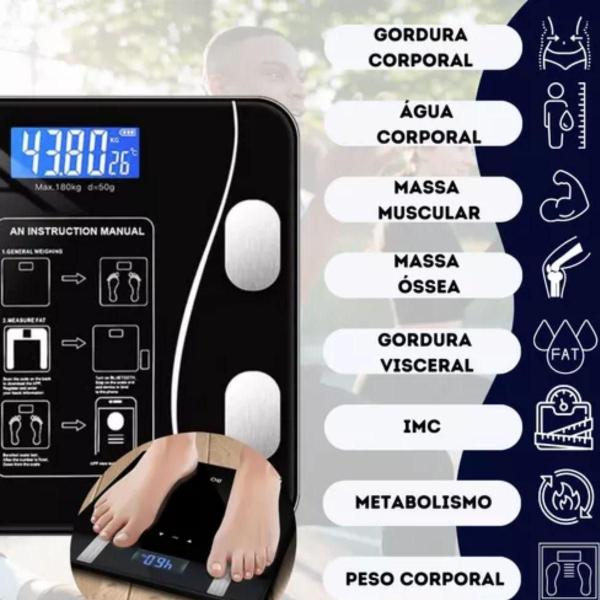 Balança Bluetooth Bioimpedância Original 180kg - ATENA Imagem de Balança Bluetooth Bioimpedância Original 180kg