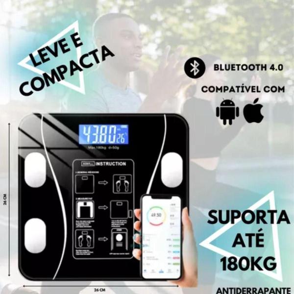 Balança Bluetooth Bioimpedância Original 180kg - ATENA Imagem de Balança Bluetooth Bioimpedância Original 180kg
