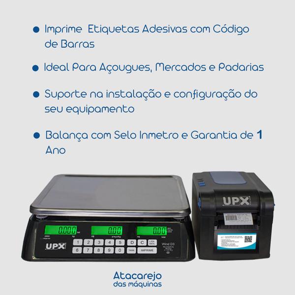 Balança Com Impressora Etiquetadora Imprime Código de Barra D3 UPX Inmetro Comercial Açougue Padaria Super Mercado Hortifruti Digital Etiqueta Adesiva - UPX Solution Imagem de Balança Com Impressora Etiquetadora Imprime Código de Barra D3 UPX Inmetro Comercial Açougue Padaria Super Mercado Hortifruti Digital Etiqueta Adesiva