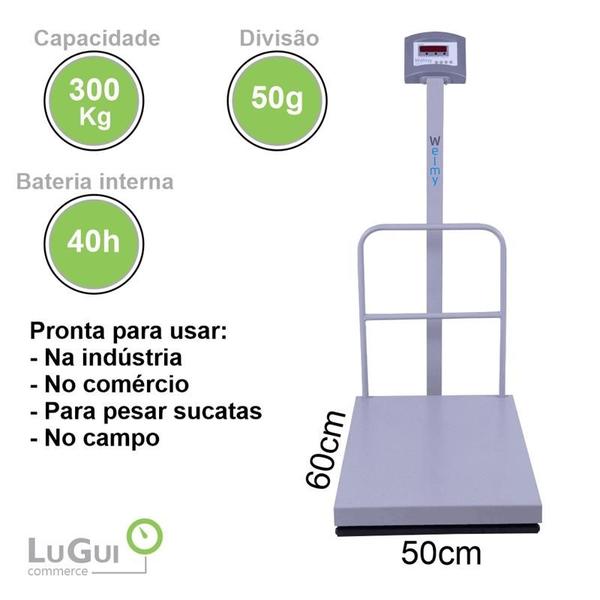 Imagem de Balança Comercial W300 50x60 Led C/ Bat C/ Coluna E Grade