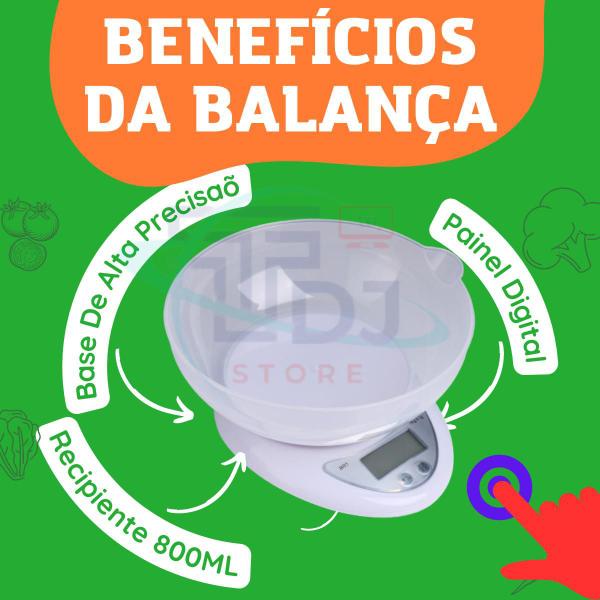 Imagem de Balança Comida Para Cozinha Pesa Até 5kg Com Bacia 800ml