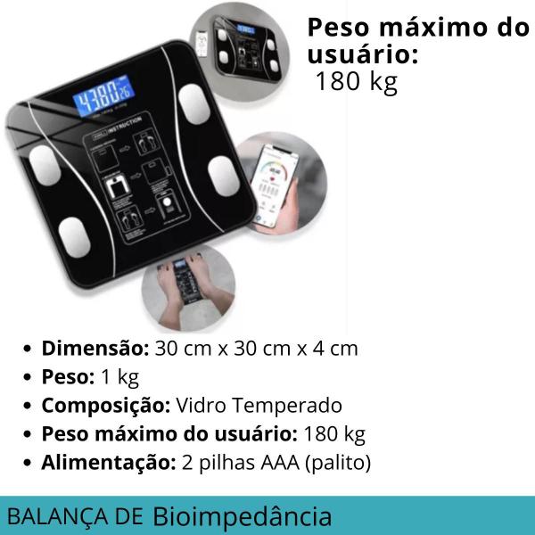 Imagem de Balança Corporal App Bluetooth Profissional Até 180kg Original