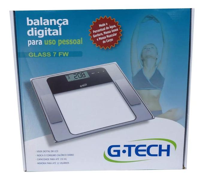 Imagem de Balança Corporal Digital Bioimpedância G-tech Glass 7 Fw Transparente Até 150 Kg