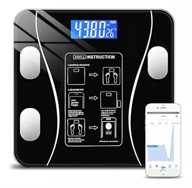 Balança Corporal Digital De Bioimpedância domestica 180kg Bluetooth - Titanium