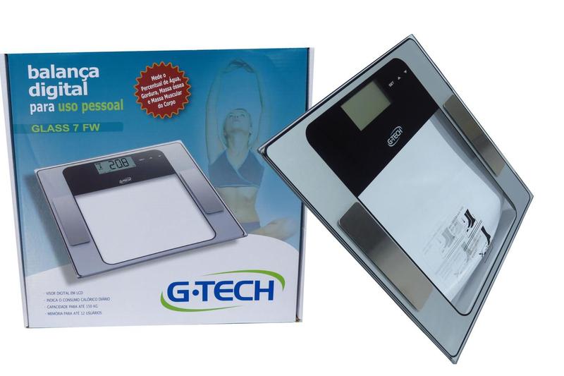 Imagem de Balança corporal digital G-Tech Glass 7 FW transparente, até 150 kg