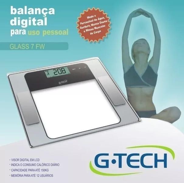 Imagem de Balança Corporal Digital Para Academia Treino De Vidro Temperado G-TECH