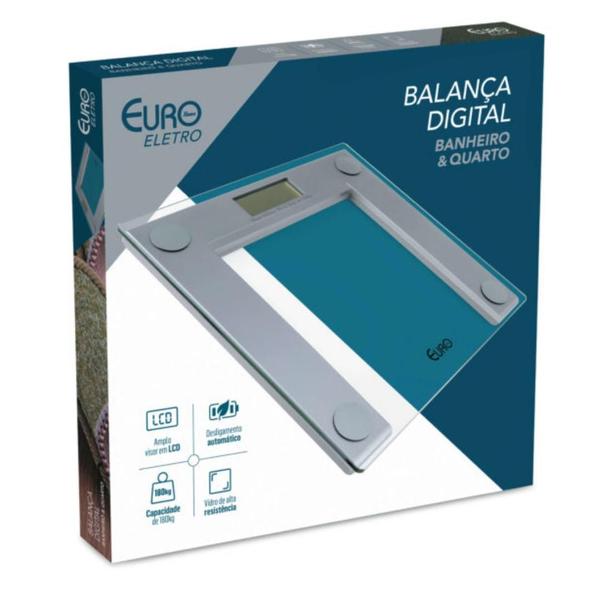 Imagem de Balança Corporal Digital Peso até 180kg Banheiro Transparente Euro