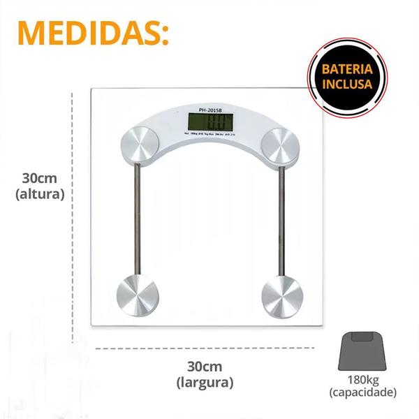 Imagem de Balança Corporal Digital Peso Até 180kg Transparente Vidro