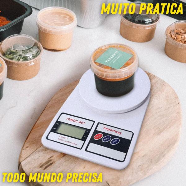 Imagem de Balança de Alimentos Digital de Cozinha Confeitaria Fitness Academia Pesar Comida Até 10 kg Dieta Nutrição