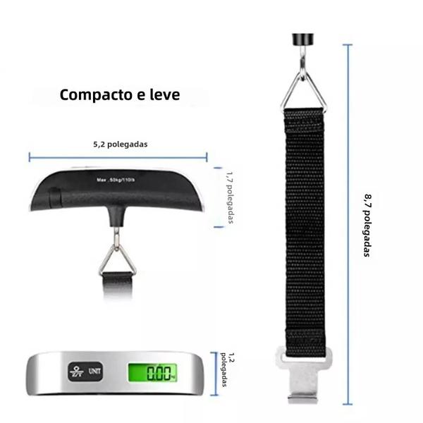 Imagem de Balança de Bagagem Digital Portátil 50kg - Display LCD para Mala e Viagem