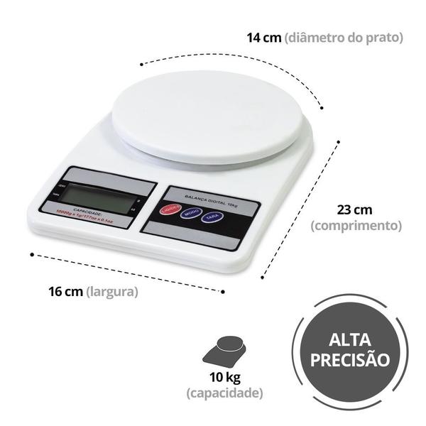 Imagem de Balança de Cozinha Digital Alta Precisão Compacta Fitness Dieta Alimentos 10 kg