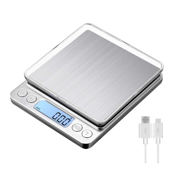 Imagem de Balança de Cozinha Digital com Carregamento USB - 3000g/0,1g - Display LCD