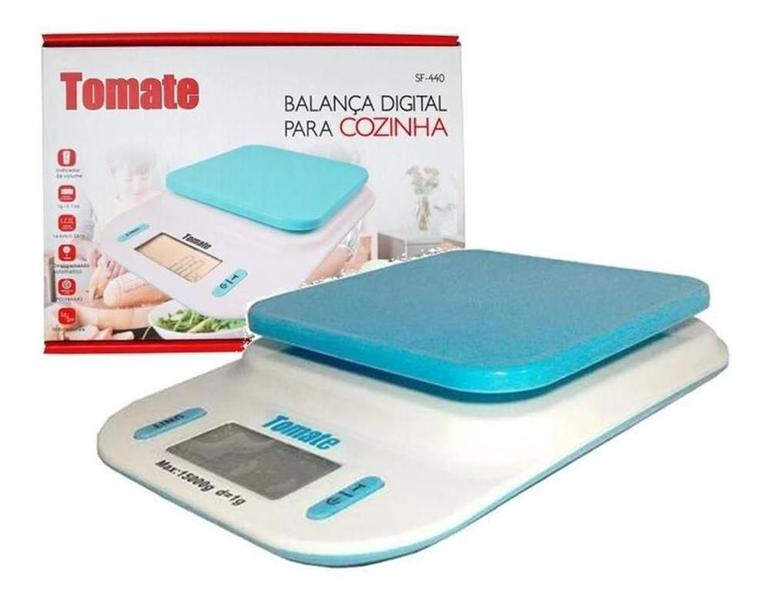 Imagem de Balança De Cozinha Digital Tomate Sf-440 Pesa Até 15Kg Azul