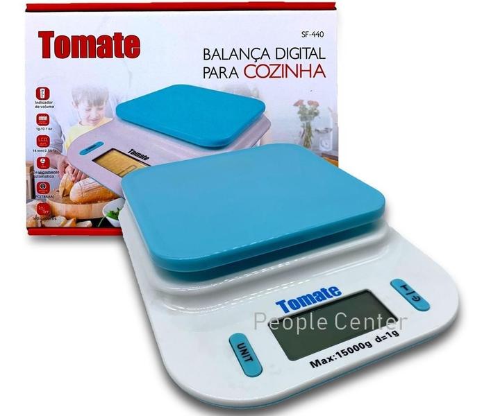 Imagem de Balança De Cozinha Digital Tomate Sf-440 Pesa Até 15Kg Azul