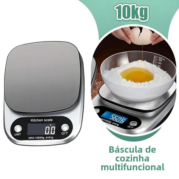 Imagem de Balança de Cozinha Eletrônica de Alta Precisão (10kg) com Display LCD - Multifuncional para Joias