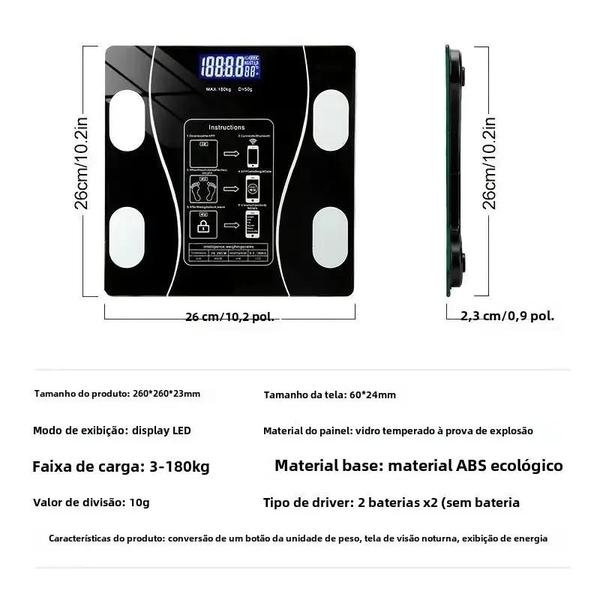 Imagem de Balança de Gordura Corporal Digital Inteligente - Analisador de Composição Corporal Sem Fio