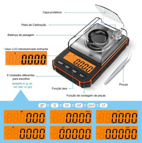 Imagem de Balança De Precisão Para Joias, Ouro, Diamante 50g/0.001g