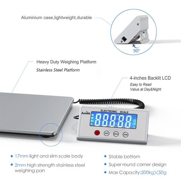 Imagem de Balança de transporte digital ACNHLI 200 kg de aço inoxidável