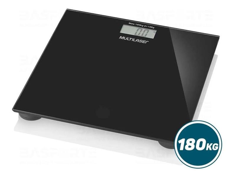 Imagem de Balança De Vidro 0 Até 180 Kg Cor Preto Digital Multilaser