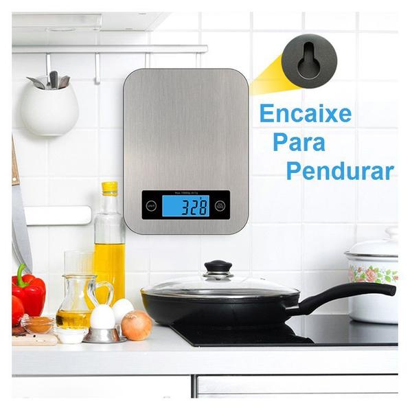 Imagem de Balança Digital 10kg Aço Inox Alimentos E Nutrição Aço Inox