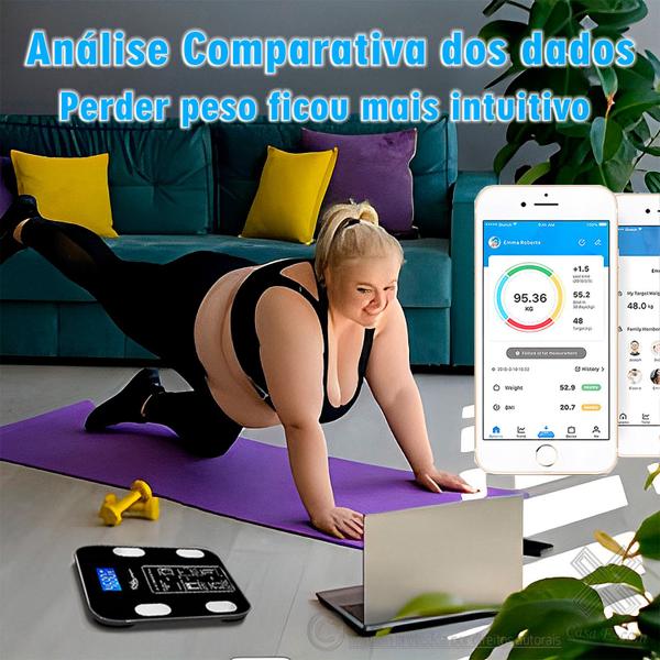 Imagem de Balança Digital 180Kg Bioimpedância Bluetooth Peso Corporal Banheiro Dieta Academia