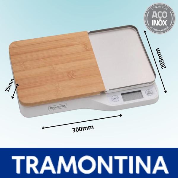 Imagem de Balança Digital Aço Inox 5kg com Tábua Adatto Tramontina