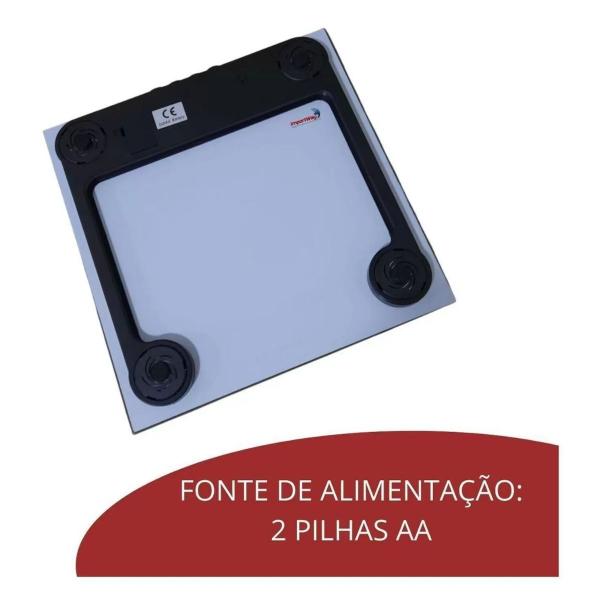 Imagem de Balança Digital Bioimpedância Corporal 180 Kg Mede Peso, Percentual de Gordura e Água Branca Importway IWBDBIO001BR