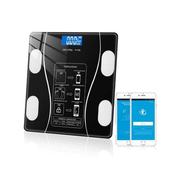 Balança Digital Bioimpedância Peso Até 140kg Com Bluetooth e Aplicativo Para Medir Massa Corporal Gordura IMC - Original Line Imagem de Balança Digital Bioimpedância Peso Até 140kg Com Bluetooth e Aplicativo Para Medir Massa Corporal Gordura IMC