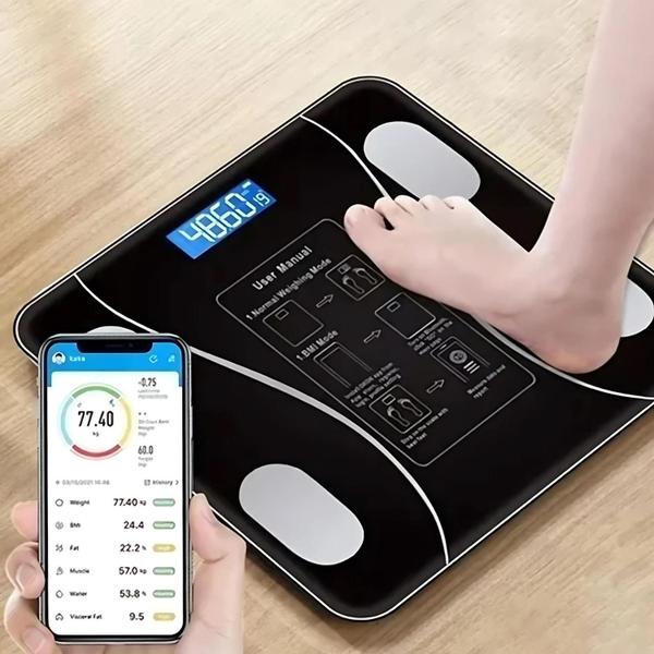 Imagem de Balança Digital Bioimpedância Peso Até 180kg Com Bluetooth e Aplicativo Para Medir Massa Corporal Gordura IMC