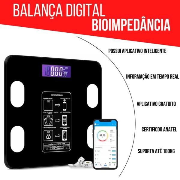 Imagem de Balança Digital Corpo Bioimpedância  180 Kg Envio Imediato