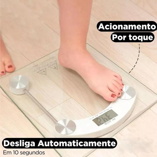 Imagem de Balança Digital Corporal 180Kgs Automática Eletrônica Vidro Quadrada Objetos Peso - Moment