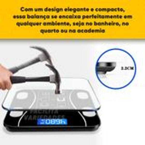 Imagem de Balança Digital Corporal Bioimpedancia Aplicativo Bluetooth 180 Kg