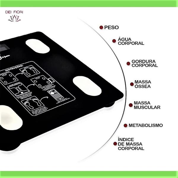 Imagem de Balança Digital Corporal Bioimpedância Aplicativo Bluetooth