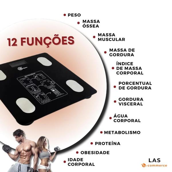 Imagem de Balança Digital Corporal Bioimpedancia Aplicativo Bluetooth