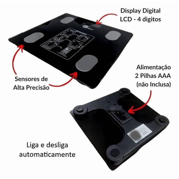 Imagem de Balança Digital Corporal Bioimpedância com Aplicativo Bluetooth - Banheiro ou uso Profissional até 180Kg