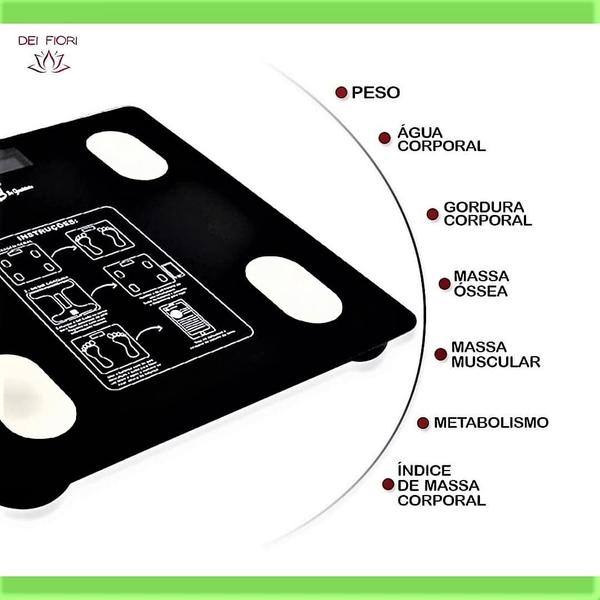 Imagem de Balança Digital Corporal Bioimpedancia Imc Gordura Massa