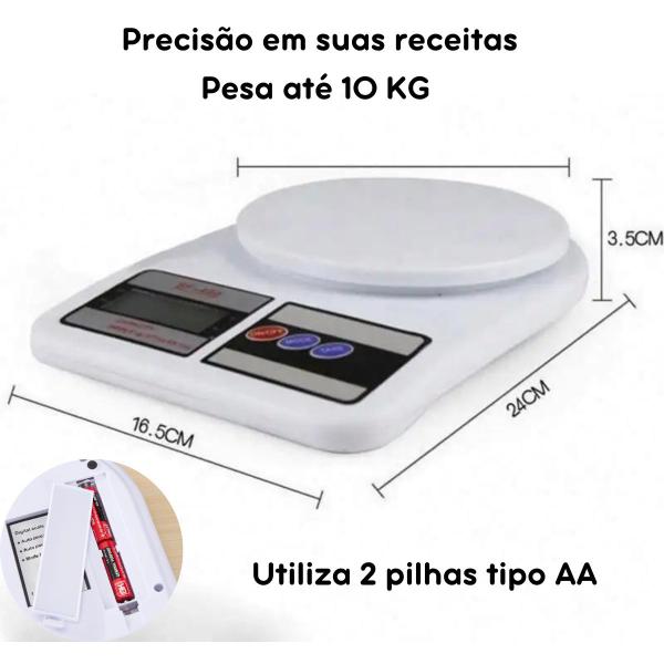 Imagem de Balança Digital de Precisão Para Cozinha 10 kg Medida Certa