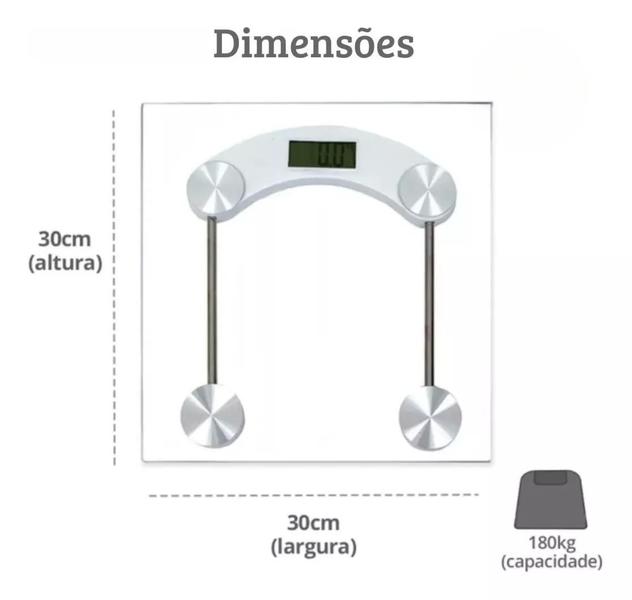 Imagem de Balança Digital Eletrônica Vidro 180kg Academia Banheiro clinica casa